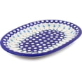 thumbnail image 1 of Polish Pottery 11½-inch Oval Platter (Peacock Tulip Garden Theme) Hand Painted in Boleslawiec, Poland + Certificate of Authenticity, 1 of 6