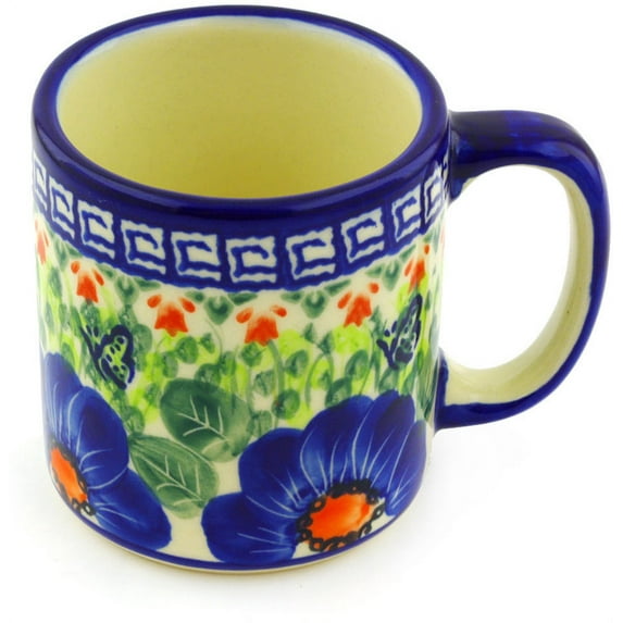 Polish Pottery 11 oz Mug (Brilliant Butterfly Popp Theme) Signature UNIKAT Hand Painted in Boleslawiec, Poland + Certificate of Authenticity