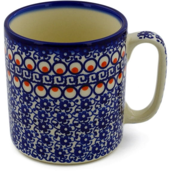 Polish Pottery 11 oz Mug Hand Painted in Boleslawiec, Poland + Certificate of Authenticity