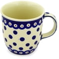 thumbnail image 1 of Polish Pottery 11 oz Mug (Peacock Dots Theme) Hand Painted in Boleslawiec, Poland + Certificate of Authenticity, 1 of 6