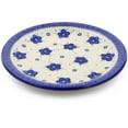 thumbnail image 1 of Polish Pottery 12¾-inch Platter (Bleu-belle Fleur Theme) Hand Painted in Boleslawiec, Poland + Certificate of Authenticity, 1 of 6