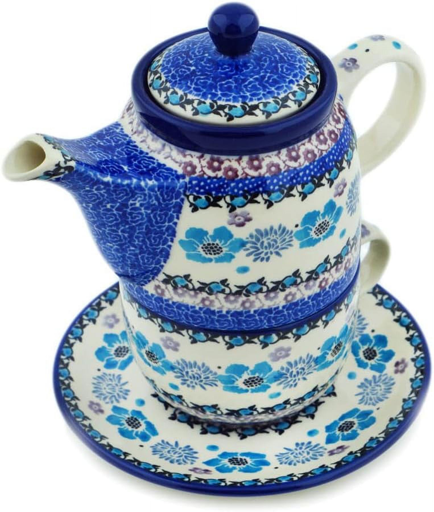 Authentic Polish Pottery Mug 15 Oz - Handmade In Bolesławiec, Babcia's Garden Design