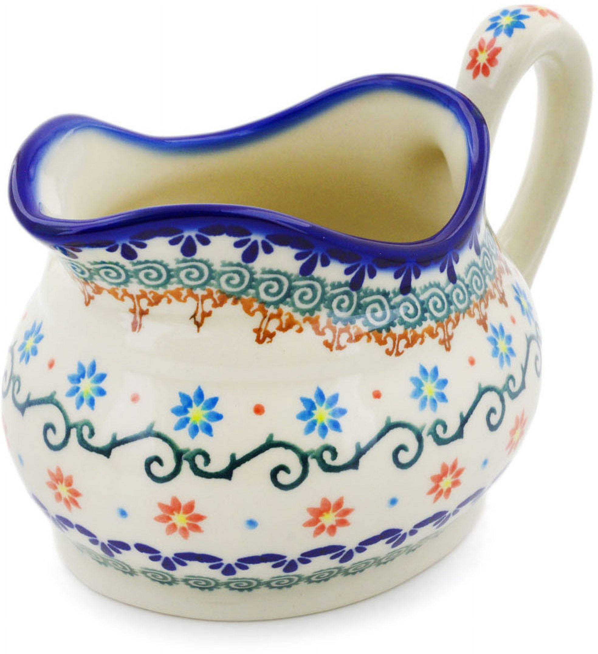 Polish Pottery 18 oz Gravy Boat (Sunflower Dance Theme) Hand Painted in