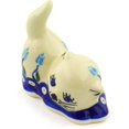 thumbnail image 1 of Polish Pottery 3¼-inch Cat Figurine (Floral Peacock Theme) Hand Painted in Boleslawiec, Poland + Certificate of Authenticity, 1 of 6