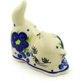 thumbnail image 1 of Polish Pottery 3¼-inch Cat Figurine (Passion Poppy Theme) Signature UNIKAT Hand Painted in Boleslawiec, Poland + Certificate of Authenticity, 1 of 6