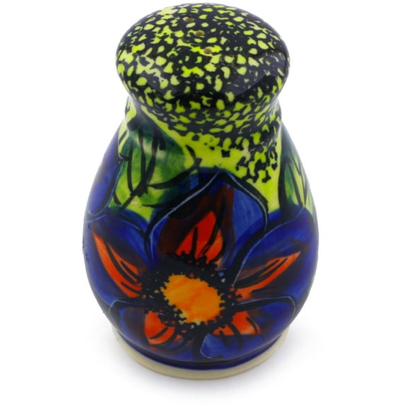 Polish Pottery 3-inch Salt Shaker (Midnight Glow Theme) Signature UNIKAT Hand Painted in Boleslawiec, Poland + Certificate of Authenticity