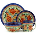 thumbnail image 1 of Polish Pottery 4 Piece Place Setting Polmedia Bold Poppies Theme UNIKAT Hand Painted in Boleslawiec, Poland + Certificate of Authenticity, 1 of 6