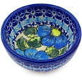 thumbnail image 1 of Polish Pottery 4-inch Bowl (Bold Blue Poppies Theme) Signature UNIKAT Hand Painted in Boleslawiec, Poland + Certificate of Authenticity, 1 of 6