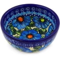thumbnail image 1 of Polish Pottery 5¼-inch Bowl (Bold Blue Poppies Theme) Signature UNIKAT Hand Painted in Boleslawiec, Poland + Certificate of Authenticity, 1 of 6