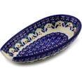 thumbnail image 1 of Polish Pottery 5¼-inch Spoon Rest (Blue Cress Theme) Signature UNIKAT Hand Painted in Boleslawiec, Poland + Certificate of Authenticity, 1 of 6