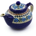 thumbnail image 1 of Polish Pottery 6 cups Tea or Coffee Pot (Blue Cornflower Theme) Hand Painted in Boleslawiec, Poland + Certificate of Authenticity, 1 of 6