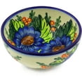 thumbnail image 1 of Polish Pottery 6-inch Bowl (Blue Bouquet Theme) Hand Painted in Boleslawiec, Poland + Certificate of Authenticity, 1 of 6