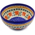 Polish Pottery 6inch Bowl (Summer Poppies Theme) Signature UNIKAT