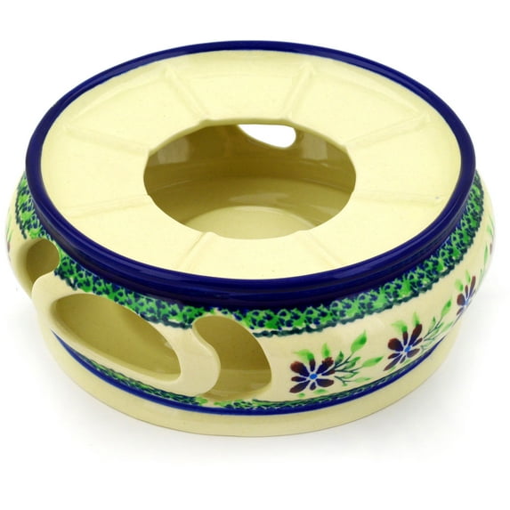 Polish Pottery 6¾-inch Heater (Gingham Garden Theme) Hand Painted in Boleslawiec, Poland + Certificate of Authenticity