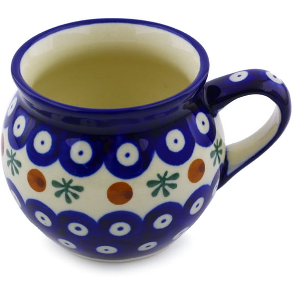 Polish Pottery 6 oz Bubble Mug (Mosquito Theme) Hand Painted in Boleslawiec, Poland + Certificate of Authenticity