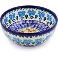thumbnail image 1 of Polish Pottery 7-inch Bowl (Pansy Morning Theme) Hand Painted in Boleslawiec, Poland + Certificate of Authenticity, 1 of 6