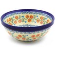 thumbnail image 1 of Polish Pottery 7-inch Bowl (Tulip Vines Theme) Hand Painted in Boleslawiec, Poland + Certificate of Authenticity, 1 of 6