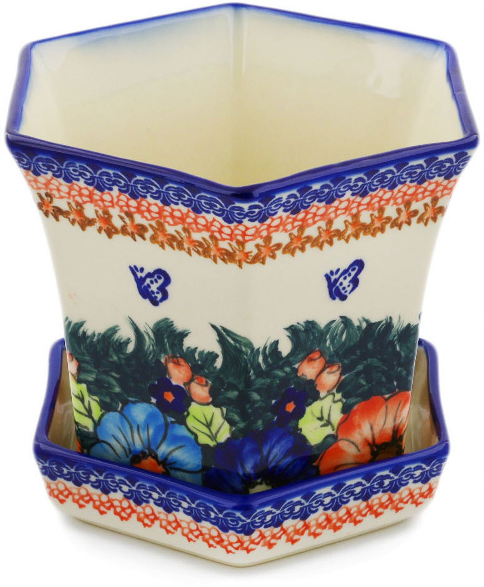 Polish Pottery 7-inch Planter (Butterfly Splendor Theme) Signature ...