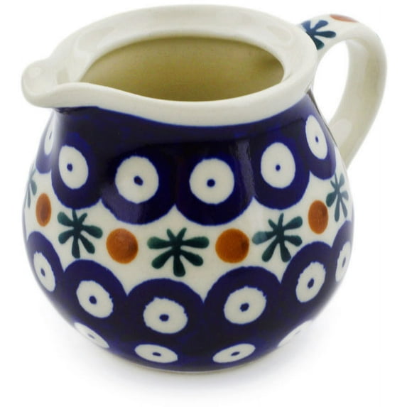 Polish Pottery 7 oz Creamer (Mosquito Theme) Hand Painted in Boleslawiec, Poland + Certificate of Authenticity
