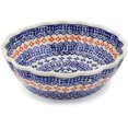 thumbnail image 1 of Polish Pottery 8¼-inch Fluted Bowl (Blue Heart Theme) Hand Painted in Boleslawiec, Poland + Certificate of Authenticity, 1 of 6