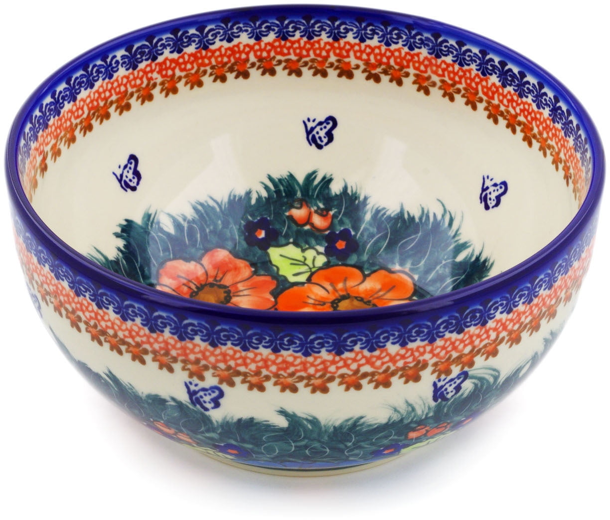 Polish Pottery 9-inch Bowl (Butterfly Splendor Theme) Signature UNIKAT ...