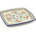 thumbnail image 1 of Polish Pottery 9-inch Square Plate (Red Anemone Meadow Theme) Hand Painted in Boleslawiec, Poland + Certificate of Authenticity, 1 of 6
