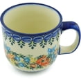 thumbnail image 1 of Polish Pottery 9 oz Mug (Red Cornflower And Blue Butterflies Theme) Signature UNIKAT Hand Painted in Boleslawiec, Poland + Certificate of Authenticity, 1 of 6
