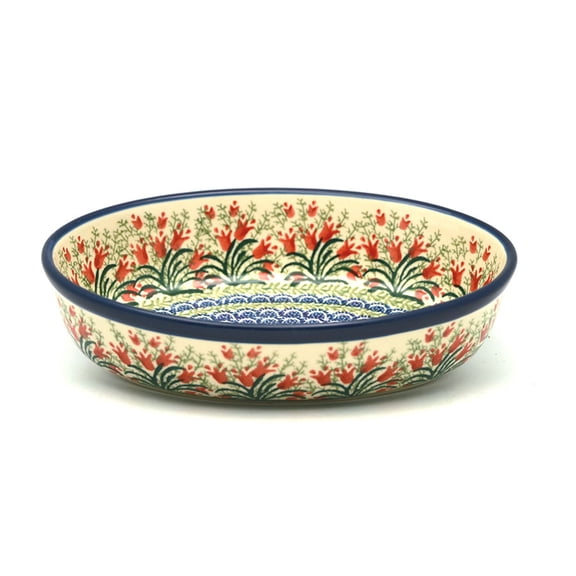 Polish Pottery Baker - Oval - Small - Crimson Bells
