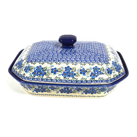 Polish Pottery Baker - Rectangular Covered - Large - Parisian Posies