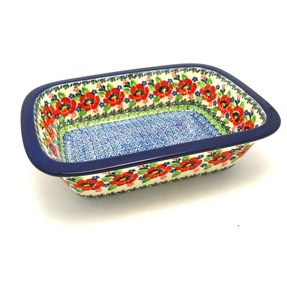 Polish Pottery Baker - Rectangular with Grip Lip - Danish Garden
