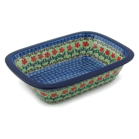 Polish Pottery Baker - Rectangular with Grip - Maraschino