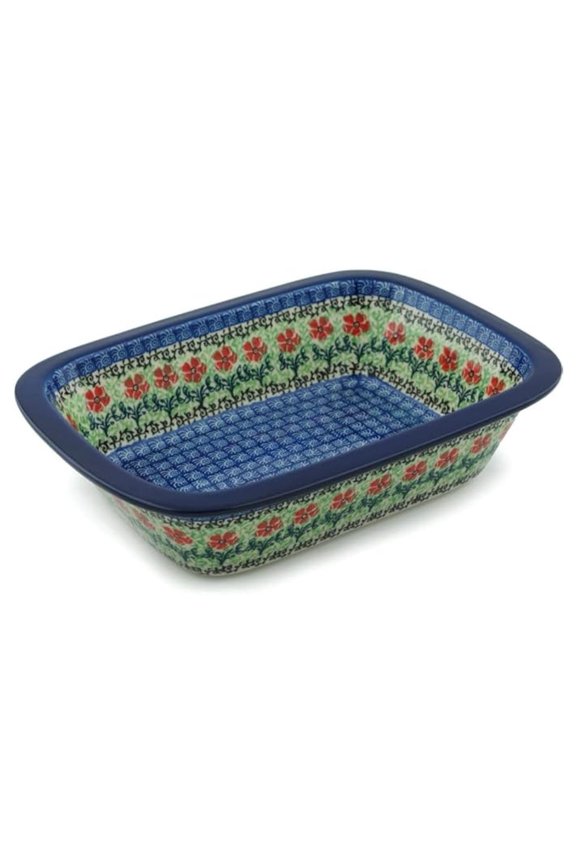 Polish Pottery Baker - Rectangular with Grip - Maraschino
