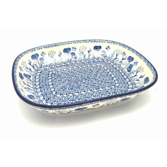 Polish Pottery Baker - Shallow Rectangular - Medium - Evening Poppies