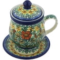 thumbnail image 1 of Polish Pottery Brewing Mug 10 oz Polmedia Butterfly Holly Theme UNIKAT Hand Painted in Boleslawiec, Poland + Certificate of Authenticity, 1 of 6