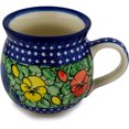 thumbnail image 1 of Polish Pottery Bubble Mug 12oz Polmedia Pansy Pop Theme UNIKAT Hand Painted in Boleslawiec, Poland + Certificate of Authenticity, 1 of 6