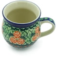 thumbnail image 1 of Polish Pottery Bubble Mug 12oz Polmedia Red Impatiens Theme UNIKAT Hand Painted in Boleslawiec, Poland + Certificate of Authenticity, 1 of 6