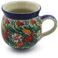 thumbnail image 1 of Polish Pottery Bubble Mug 12oz Polmedia Scarlet Flora Theme UNIKAT Hand Painted in Boleslawiec, Poland + Certificate of Authenticity, 1 of 6