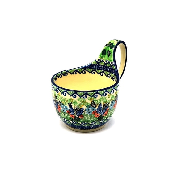 Polish Pottery Loop Handle Bowl - Unikat Signature U4600