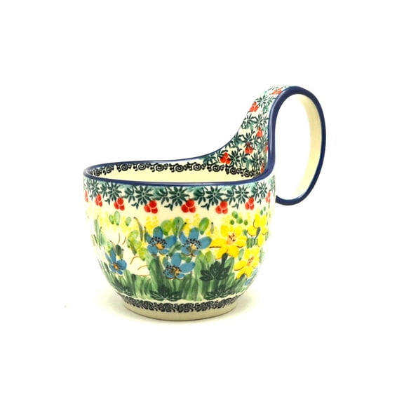 Polish Pottery Loop Handle Bowl - Unikat Signature U5131