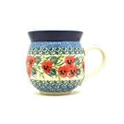 Polish Pottery Mug - 11 oz. Bubble - Red Pansy