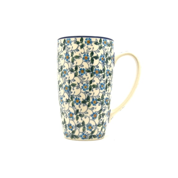 Polish Pottery Mug - 12 oz. Cafe - Forget-Me-Knot