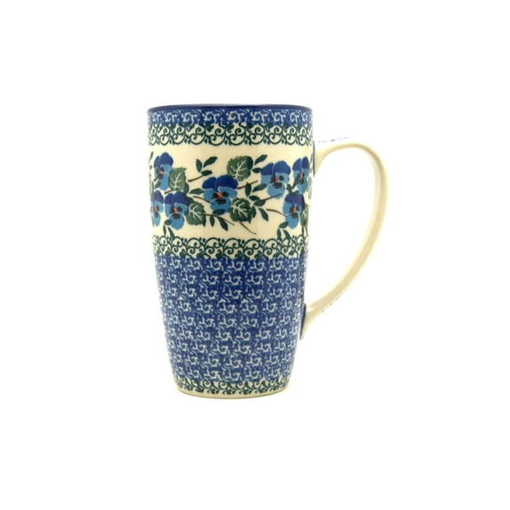 Polish Pottery Mug - 12 oz. Cafe - Winter Viola