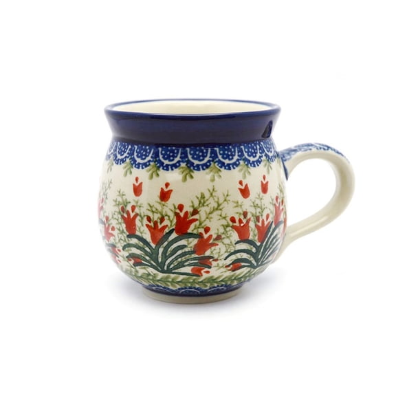 Polish Pottery Mug - 15 oz. Bubble - Crimson Bells