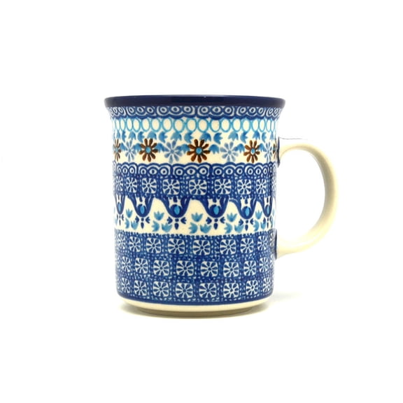 Polish Pottery Mug - Big Straight Sided - Blue Yonder