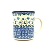 Polish Pottery Mug - Big Straight Sided - Georgia Blue