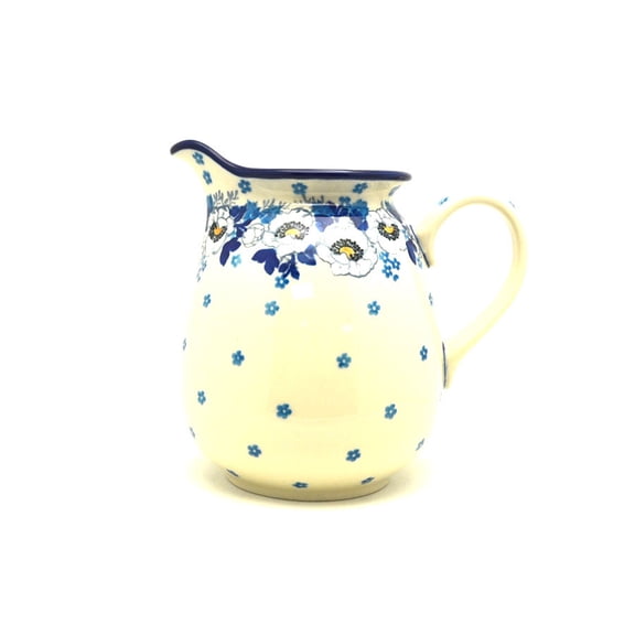 Polish Pottery Pitcher - 1 quart - White Poppy