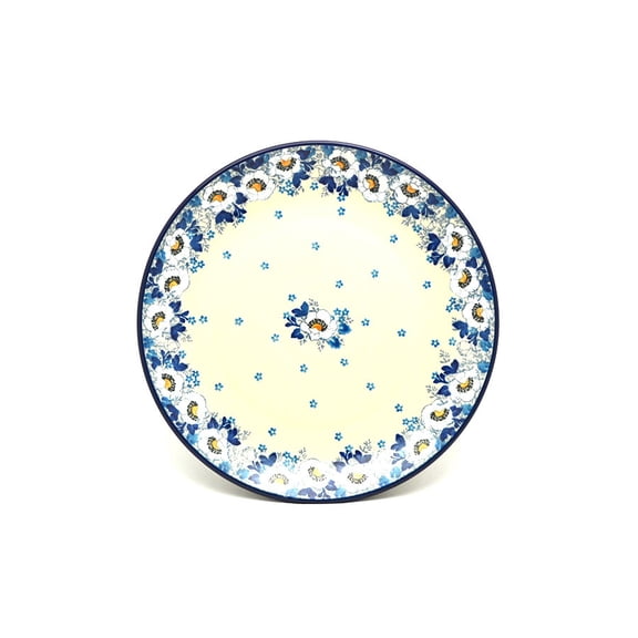 Polish Pottery Plate - 10" Dinner - White Poppy