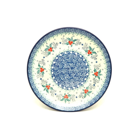 Polish Pottery Plate - Salad/Dessert (7 3/4") - Winter Holly