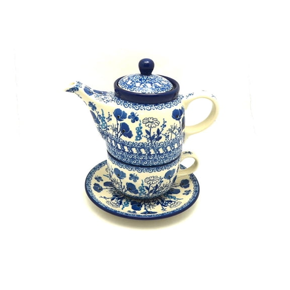 Polish Pottery Tea Time for One - Evening Poppies