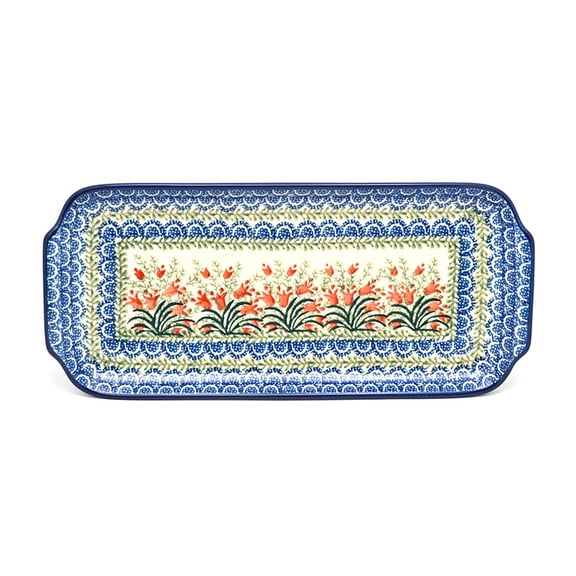 Polish Pottery Tray - Appetizer - 12" - Crimson Bells